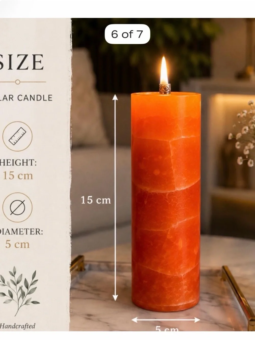 Halloween Orange Crackle Pillar Candle Set of 3 Spooky Fall Decor Gothic Autumn